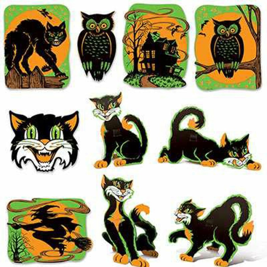 Halloween * | Beistle Vintage Halloween Flourescent Halloween Cutouts Vintage Beistle