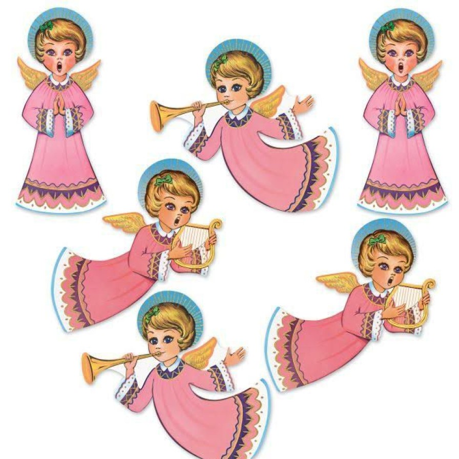 Christmas * | Beistle Vintage Christmas Angel Cutouts Christmas Decorations