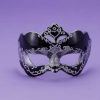 Mardi Gras * | 42 Venetian Masks Half Style Mask Black W/Silver