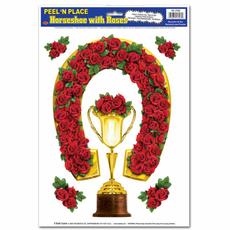 Derby * | Beistle Horse Racing Decor And Accessories Peel 'N Place Horseshoe With Roses