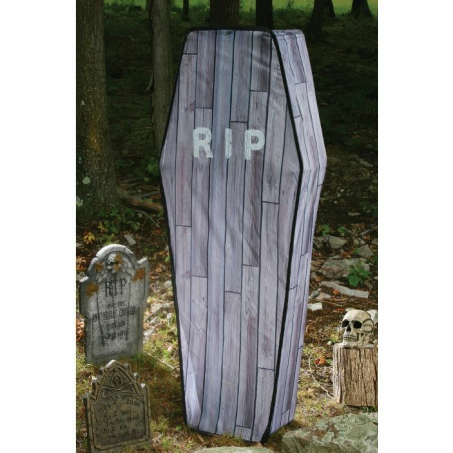 Halloween * | Fun World Haunting Props 5 Foot Collapsible Coffin Wood Grain