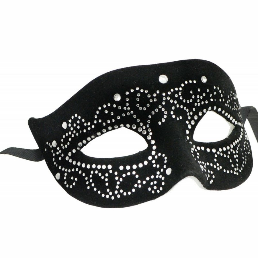 Mardi Gras * | Jacobson Venetian Masks Velvet Rhinestone Black Cat Mask