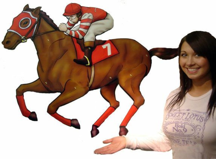 Derby * | Caufields A Day At The Races Jointed Horse And Jockey Cutout