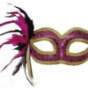 Mardi Gras * | Forum Novelties Venetian Masks Masquerade Mask Cerise Sequin Dot With Gold Trim