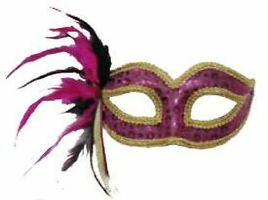 Mardi Gras * | Forum Novelties Venetian Masks Masquerade Mask Cerise Sequin Dot With Gold Trim