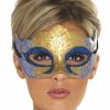 Mardi Gras * | Smiffy'S Venetian Masks Venetian Mask Gold, Purple And Blue Colombina