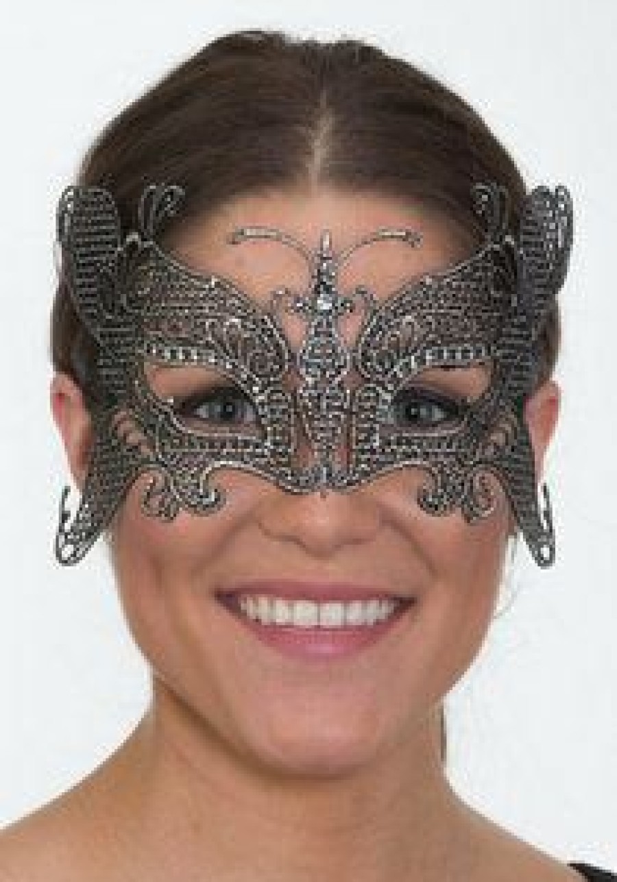 Mardi Gras * | Forum Novelties Half Mask Silver Lace Butterfly Half Masks