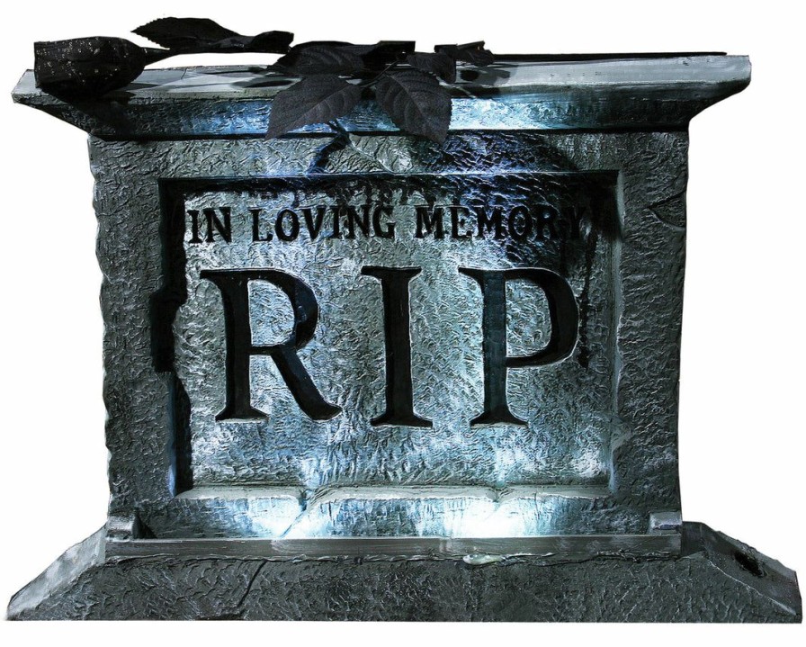 Halloween * | Fun World Tombstone 22 Pedestal W/Rose Cemetery