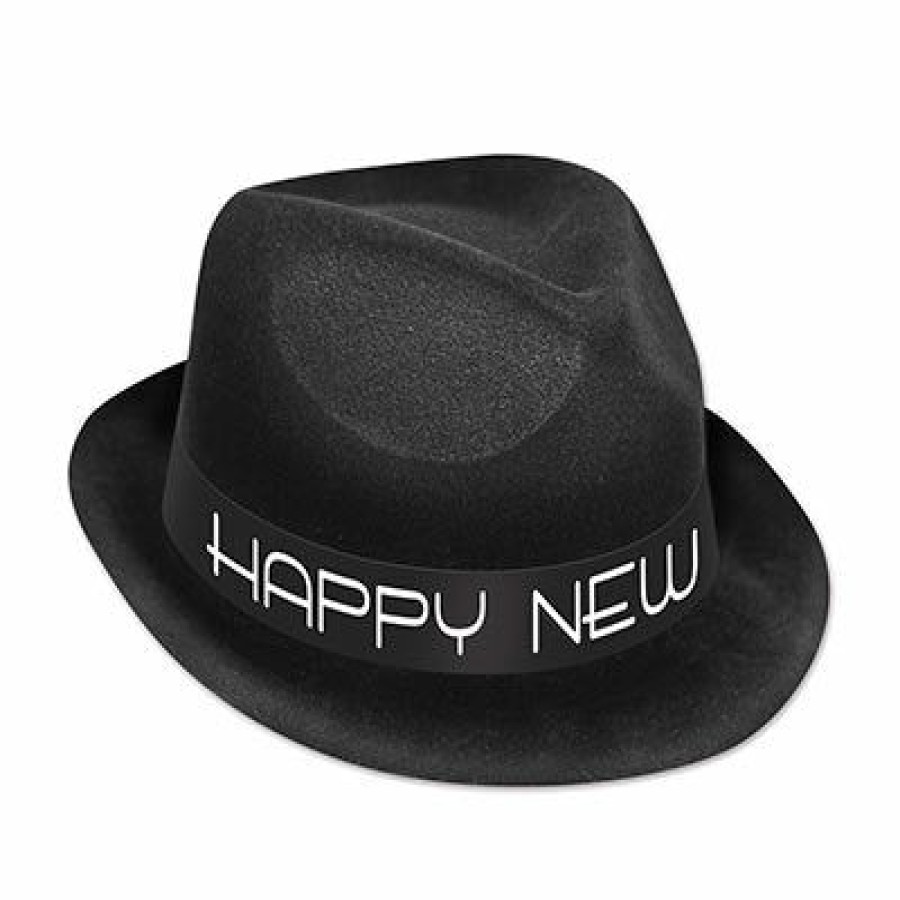 New Year * | Beistle Chairman Happy New Year Fedora Black Hats And Accessories