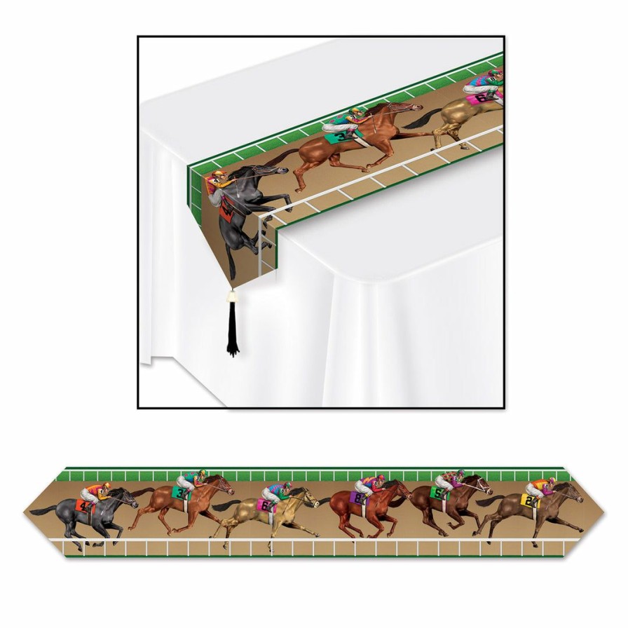 Derby * | Beistle Horse And Jockey Table Runner Horse Racing Decor And Accessories