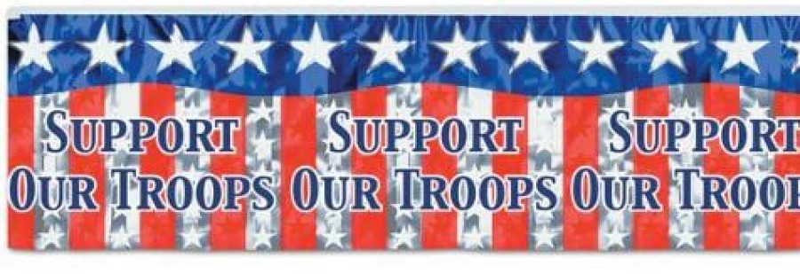 Halloween * | Beistle Support Our Troops Metallic Fringe Banner Decor