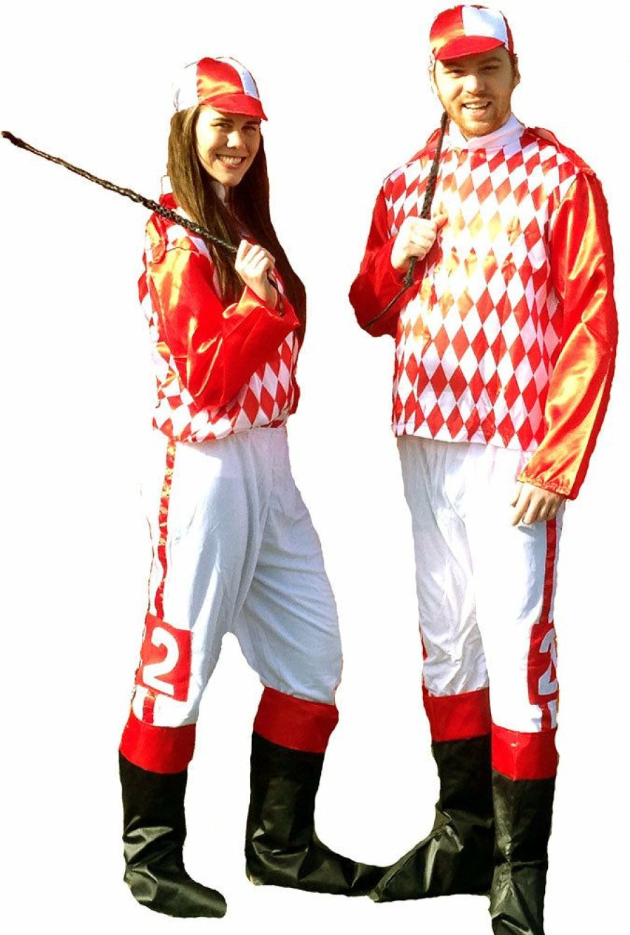 Derby * | Caufield'S Novelties Red & White Jockey Costume- Unisex