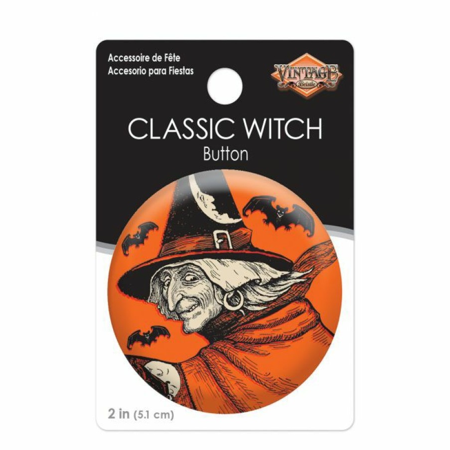 Halloween * | Beistle Vintage Halloween Classic Witch Button Beistle Vintage Halloween