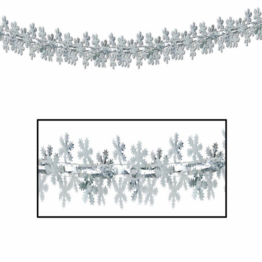 Christmas * | Beistle Snowflake Metallic Chain Garland Metallic Decor