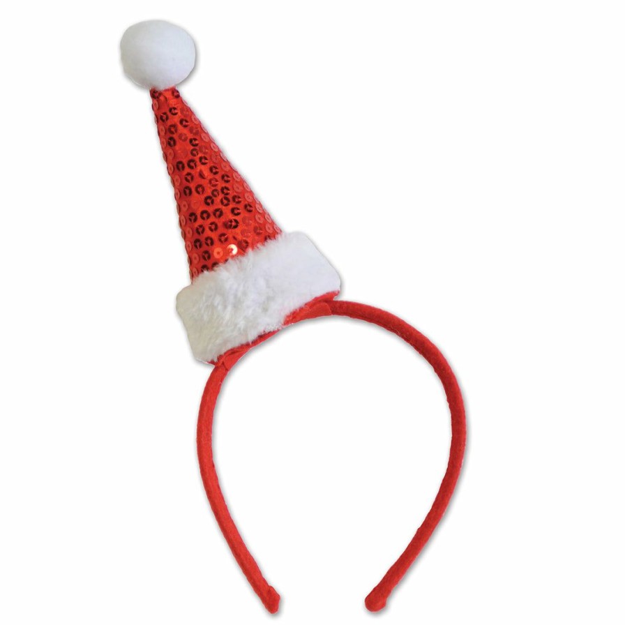 Christmas * | Beistle Sequined Santa Hat Headband Christmas Accessories