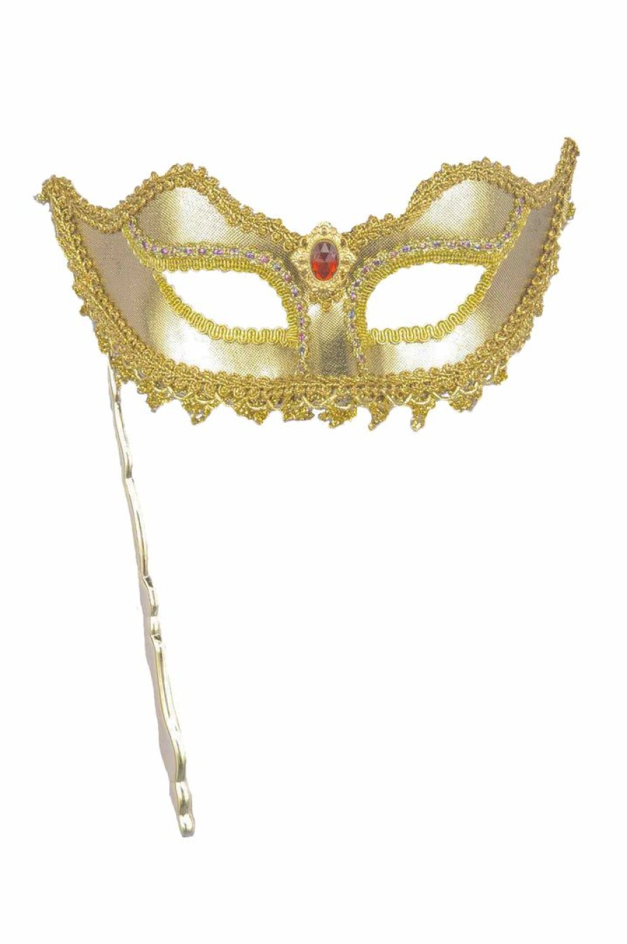 Mardi Gras * | Forum Novelties Venetian Masks Venetian Mask Gold Colombina With Stick