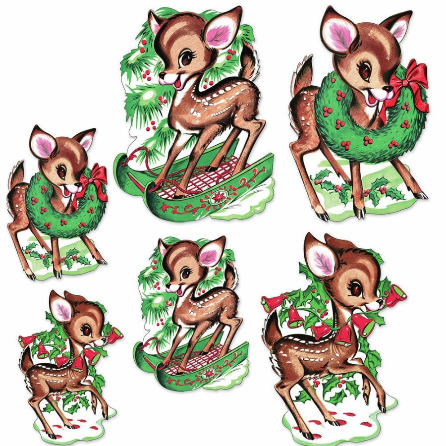 Christmas * | Beistle Vintage Christmas Reindeer Cutouts