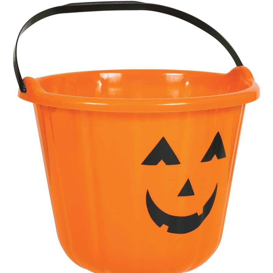 Halloween * | Amscan Party Supplies Plastic Pumpkin Bucket-Orange