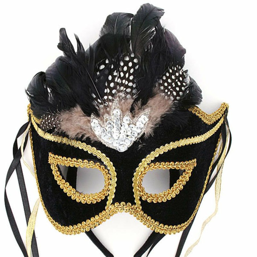 Mardi Gras * | Forum Novelties Venetian Mask Black Velvet Colombina