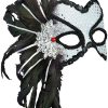 Mardi Gras * | Forum Novelties Venetian Mask White W/Feathers Colombina Venetian Masks