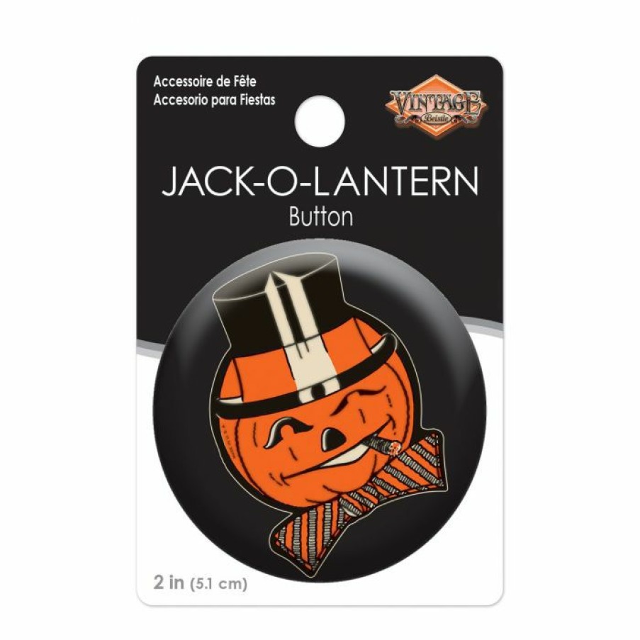 Halloween * | Beistle Beistle Vintage Halloween Vintage Halloween Jack-O-Lantern Button