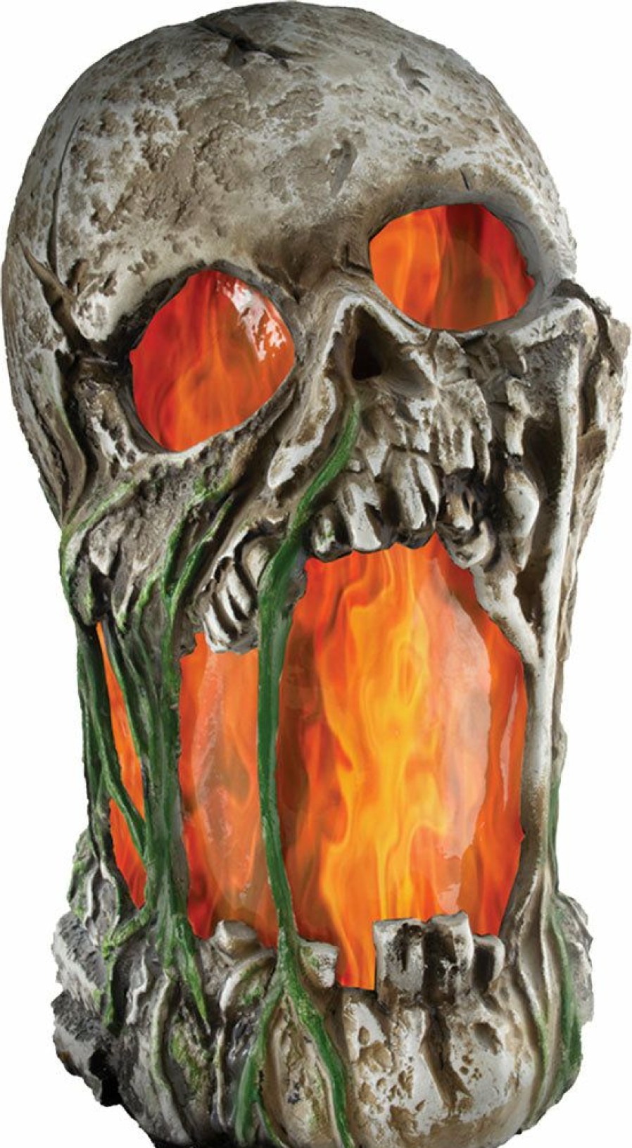 Halloween * | Morris Costumes Electronic And Animated Props Flaming Rotted Skull Animated Prop