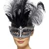 Mardi Gras * | Smiffy'S Venetian Mask Black And Silver Colombina Venetian Masks