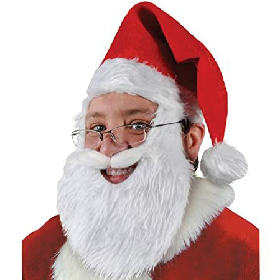 Christmas * | Beistle Christmas Accessories Red Santa Hat With Attached Beard And Moustache