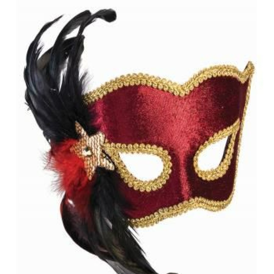 Mardi Gras * | Smiffy'S Venetian Mask Burgundy Velvet Colombina Venetian Masks