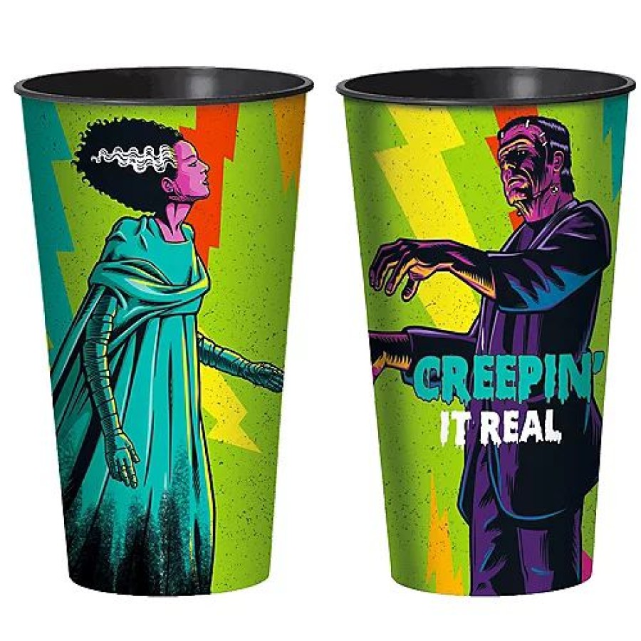 Halloween * | Amscan Universal Studios Monsters Frankenstein And Bride Of Frankenstein 32Oz. Plastic Cup Party Supplies