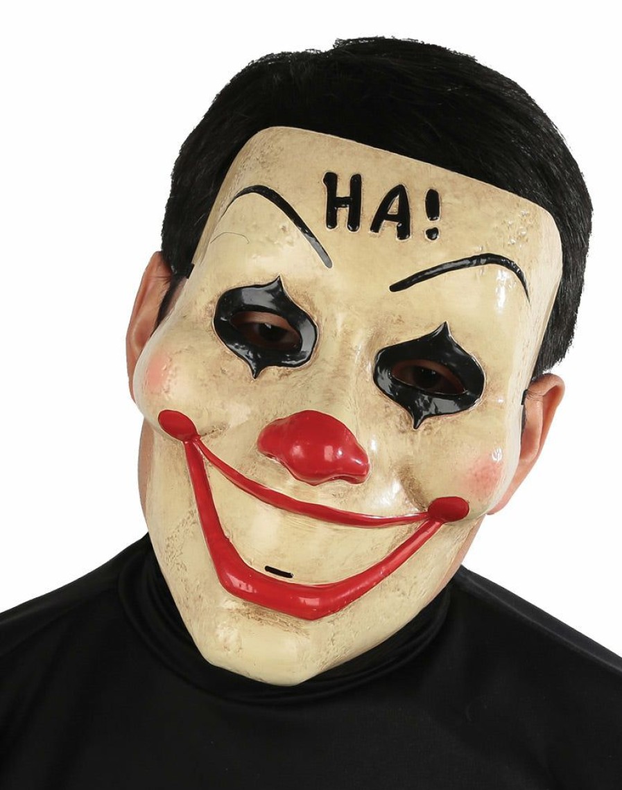 Mardi Gras * | Morris Costumes Ha! Ha! Ha! Clown Vacuform Mask Half Masks