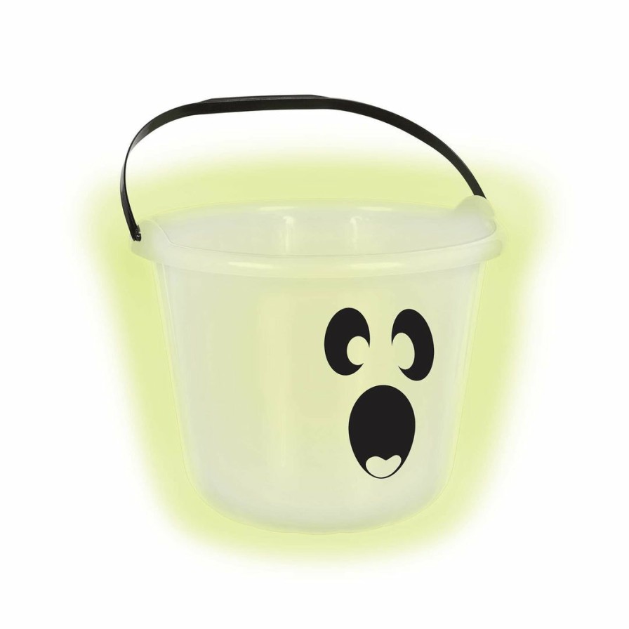 Halloween * | Amscan Party Supplies Glow-In-The-Dark Plastic Ghost Bucket