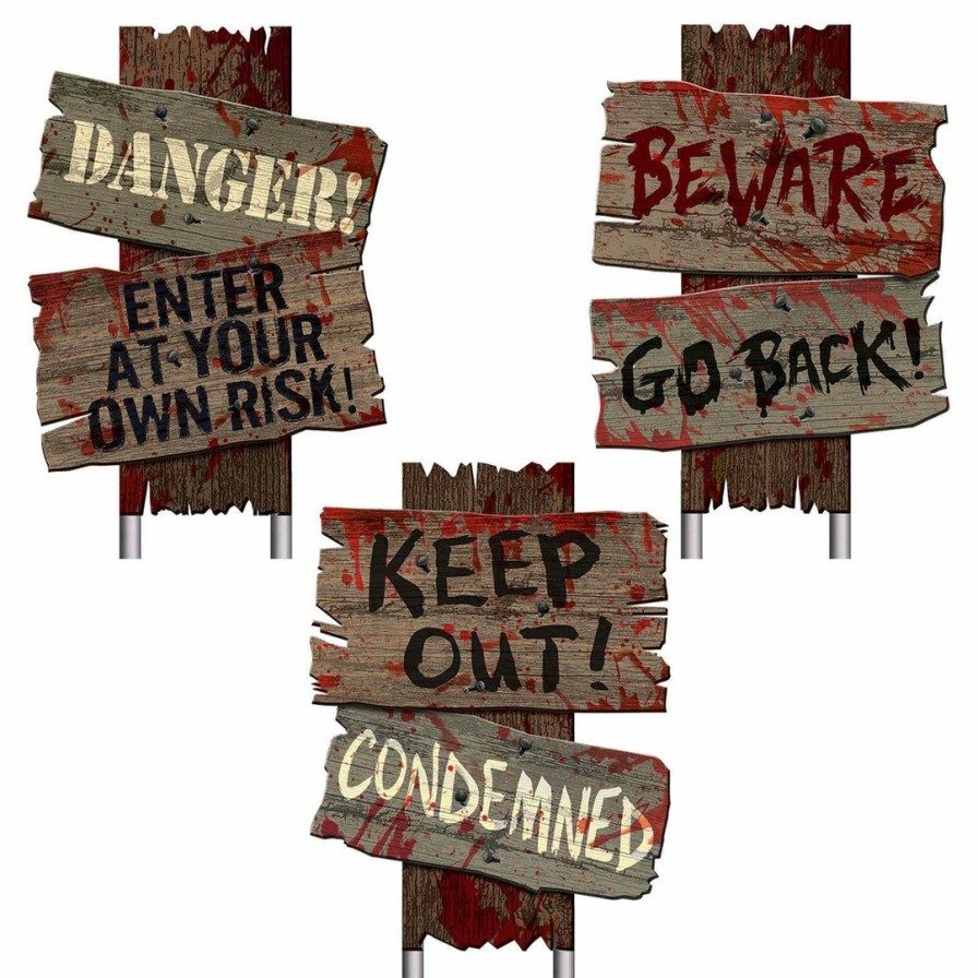 Halloween * | Amscan Cemetery Sidewalk Signs Indoor Decor