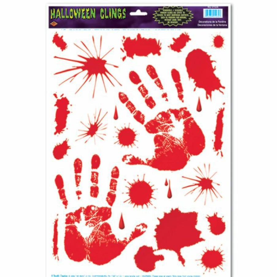 Halloween * | Beistle Bloody Handprint Clings Indoor Decor