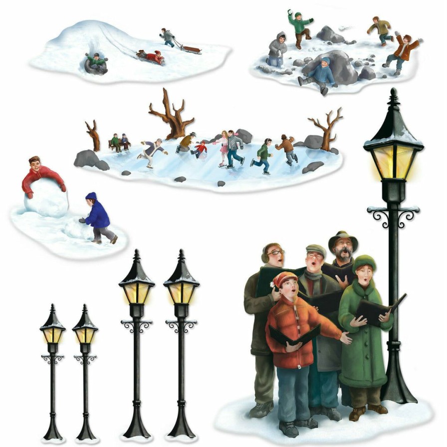 Christmas * | Beistle Lamppost, Carolers And Winter Fun Insta-Theme Props