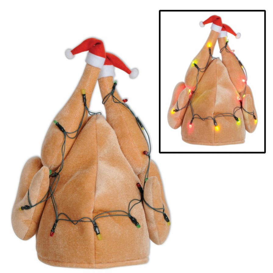 Christmas * | Beistle Light-Up Plush Christmas Turkey Hat Christmas Accessories