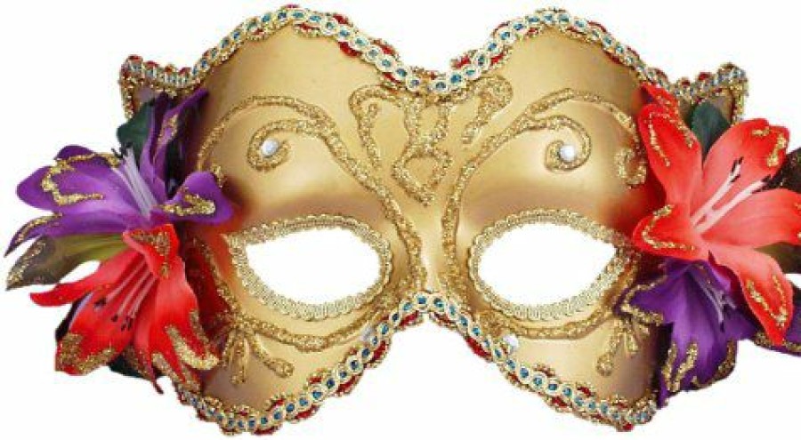 Mardi Gras * | Forum Novelties Venetian Mask Gold Hibiscus Colombina Venetian Masks