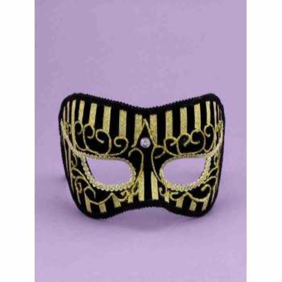 Mardi Gras * | Forum Novelties Venetian Mask Gold And Black Striped