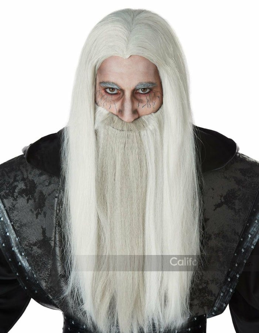 Christmas * | California Costumes Dark Wizard Wig Santa Wig And Beard Sets