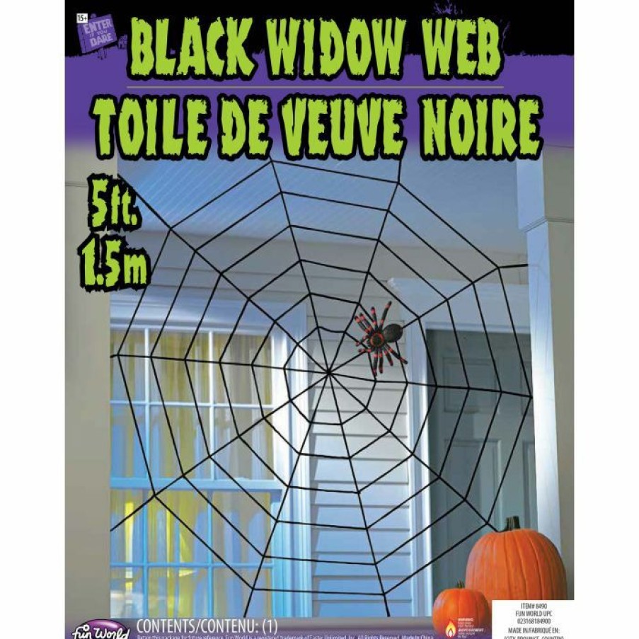 Halloween * | Fun World Indoor Decor 5 Black Widow Rope Spider Web