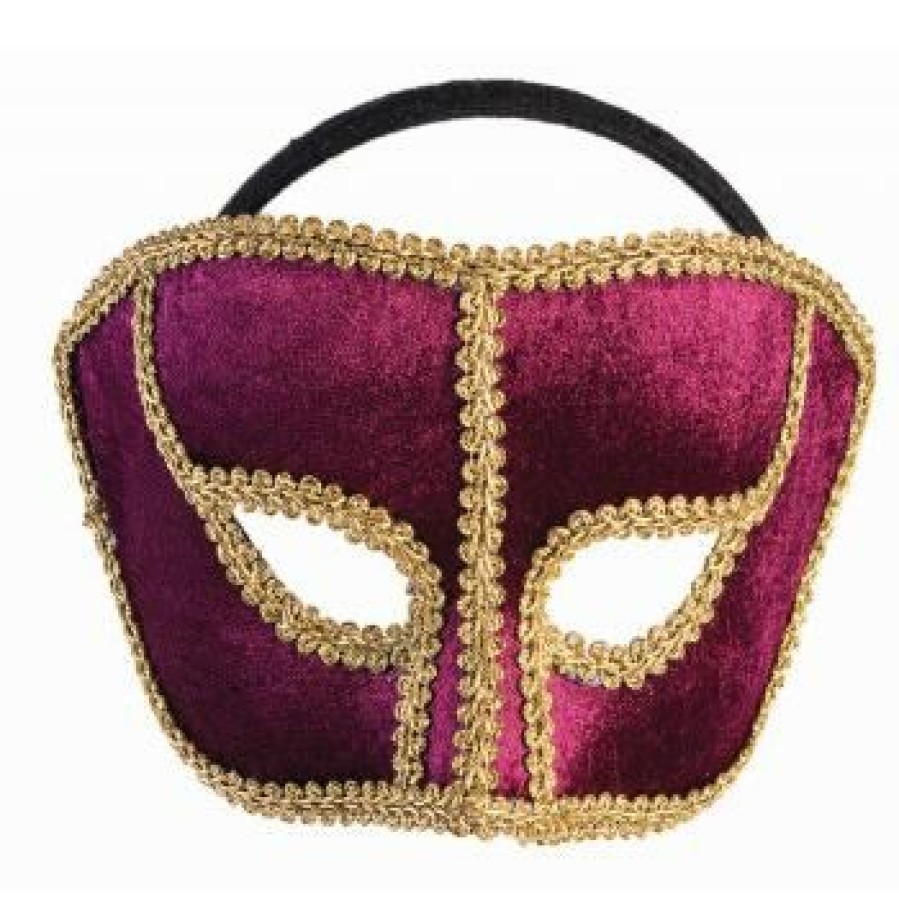 Mardi Gras * | Smiffy'S Venetian Masks Venetian Mask Burgundy Velvet Colombino